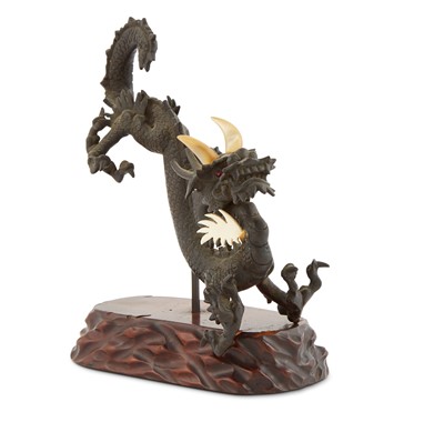 Lot 204 - Japanese Bronze Dragon with Shell Embellishment, Early 20th Century