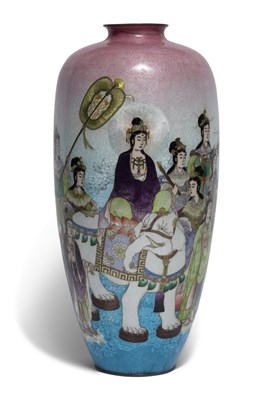 Lot 382 - A Large Japanese Ginbari Cloisonne Vase