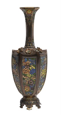 Lot 374 - A Japanese Enameled Silver Vase