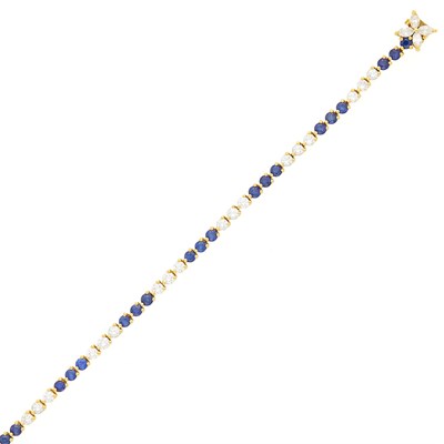 Lot 1025 - Tiffany & Co. Gold, Sapphire and Diamond 'Victoria' Bracelet