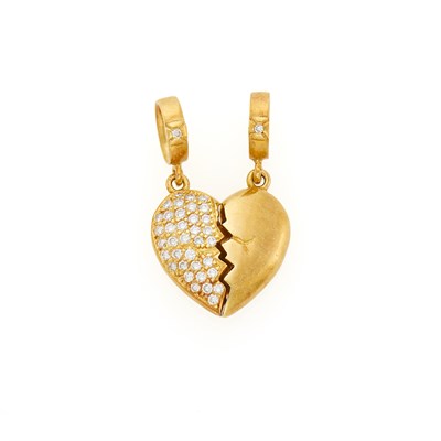 Lot 1004 - Loree Rodkin Gold and Diamond Broken Heart Pendant