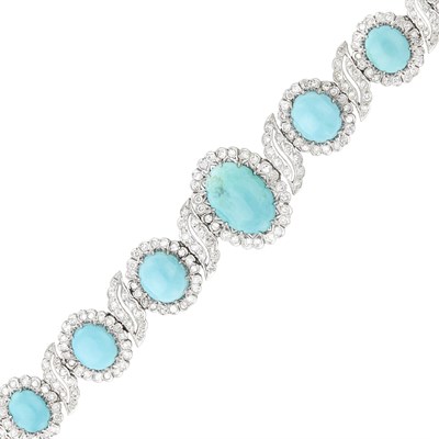 Lot 26 - Platinum, Turquoise and Diamond Bracelet