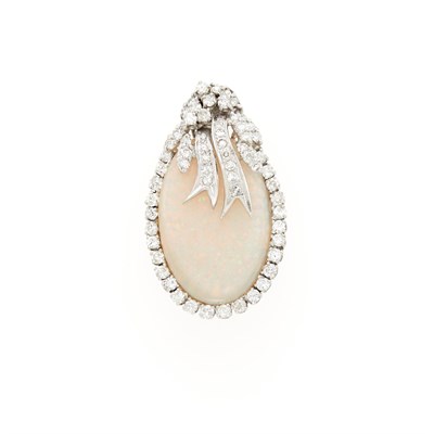 Lot 74 - Platinum, White Opal and Diamond Enhancer