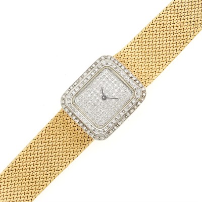 Lot 48 - Two-Color Gold and Diamond Wristwatch