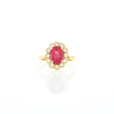 Lot 1208 - Gold, Pink Tourmaline and Diamond Ring