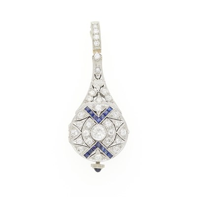 Lot 69 - Platinum, Diamond and Sapphire Pendant-Watch