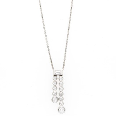 Lot 1029 - White Gold and Diamond Pendant-Necklace