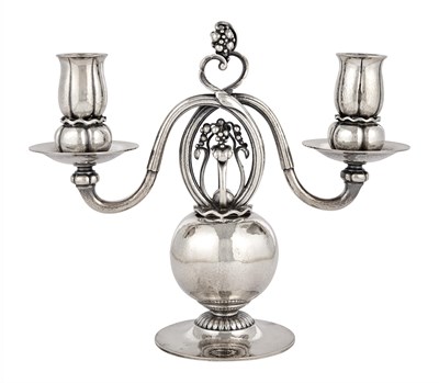 Lot 53 - Georg Jensen Sterling Silver Two-Light...