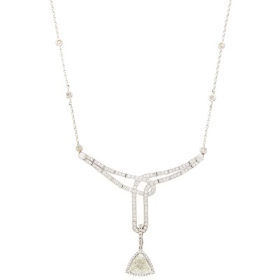 Lot 34 - Platinum, White Gold and Diamond Pendant Necklace