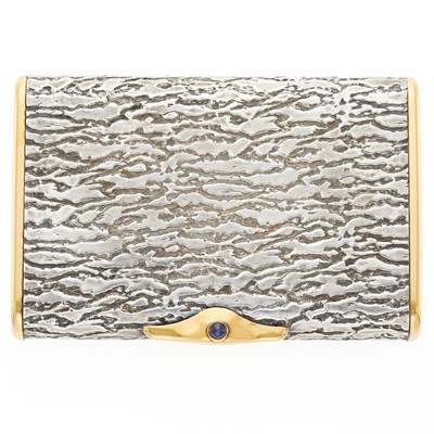 Lot 2127 - Boucheron Silver, Gold and Cabochon Sapphire Box, France