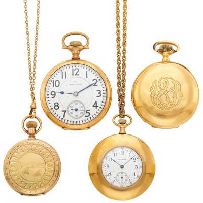 Lot 1226 - Four Gold-Filled and Gold Pocket Watches