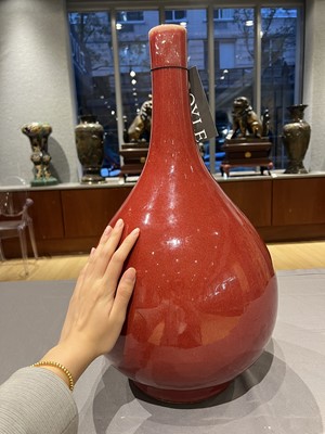 Lot 89 - A Large Chinese Oxblood Porcelain Bottle Vase
