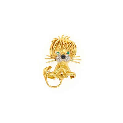 Lot 2051 - Gold and Gem-Set Lion Cub Pin