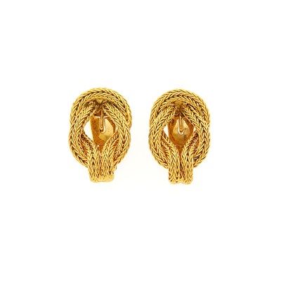 Lot 7 - Ilias Lalaounis Pair of Braided Gold Knot Earrings