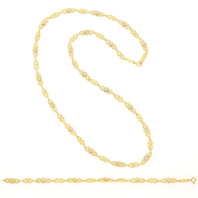 Lot 33 - Gold and Diamond Chain Necklace/Bracelet Combination