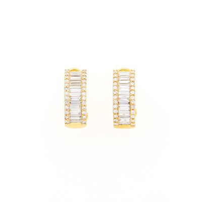 Lot 2293 - Pair of Gold and Diamond Earrings