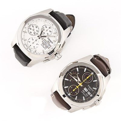 Lot 2338 - Tissot Two Stainless Steel 'PRC 100 Chronograph' Wristwatches