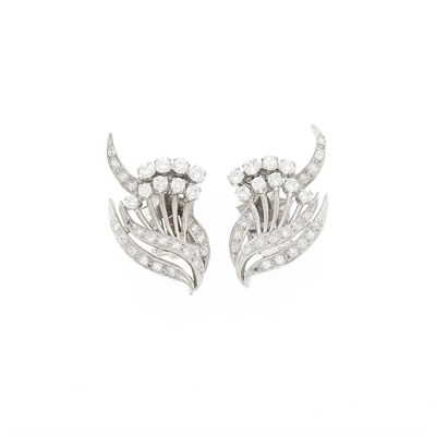Lot 2122 - Pair of Platinum and Diamond Earclips