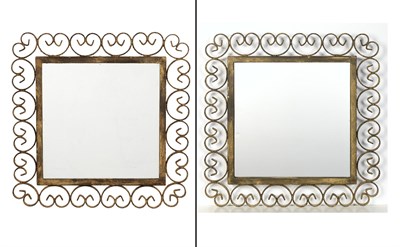 Lot 323 - Pair of Metal and Gilt-Framed Mirrors 23 1/2...