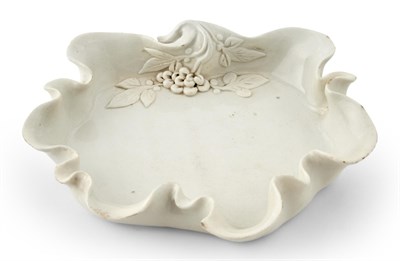 Lot 267 - A Chinese White Glazed Porcelain Leaf-Form Brush Washer