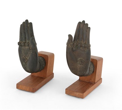 Lot 129 - A Pair of Thai Bronze Hands of Buddha