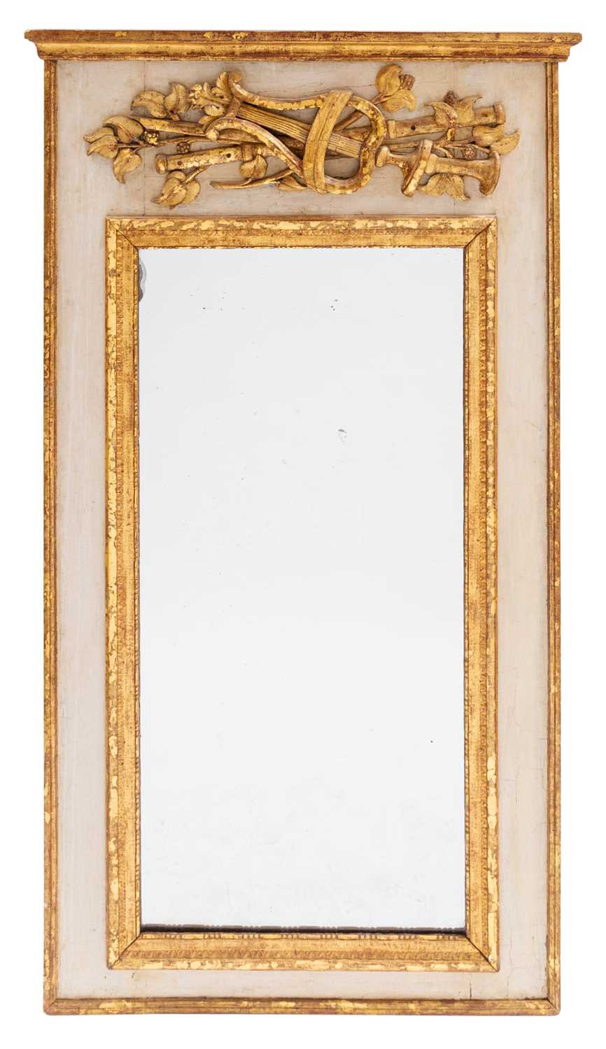 Lot 689 - Louis XVI Painted and Parcel-Gilt Trumeau Mirror