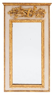 Lot 689 - Louis XVI Painted and Parcel-Gilt Trumeau Mirror