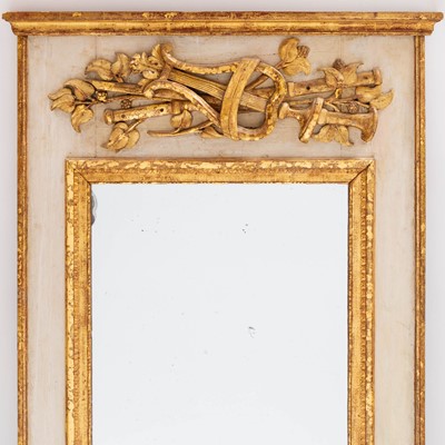 Lot 689 - Louis XVI Painted and Parcel-Gilt Trumeau Mirror