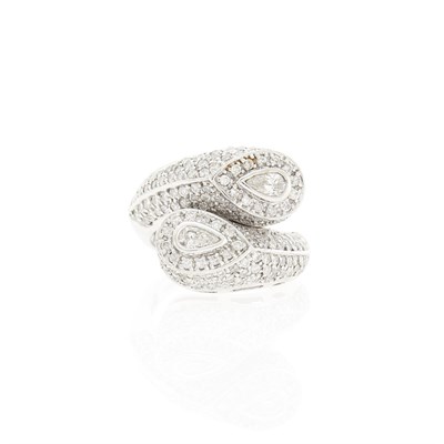Lot 2174 - Sonia B. White Gold and Diamond Crossover Ring