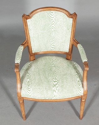 Lot 172 - Set of Four Louis XVI Style Fruitwood Upholstered Fauteuils