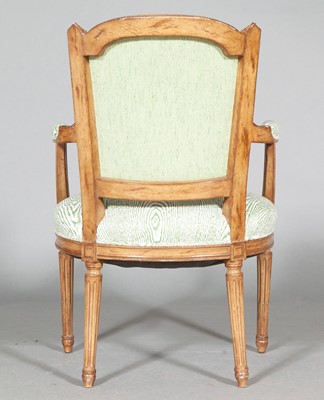 Lot 172 - Set of Four Louis XVI Style Fruitwood Upholstered Fauteuils