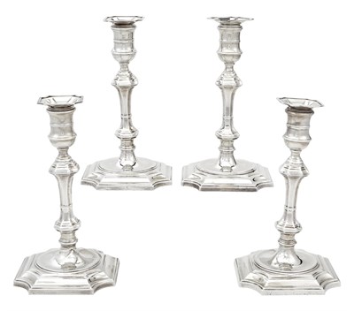 Lot 112 - Set of Four Cartier Sterling Silver Candlesticks