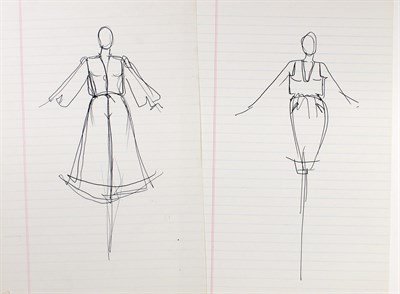 Lot 148 - HALSTON Four original fashion design drawings...