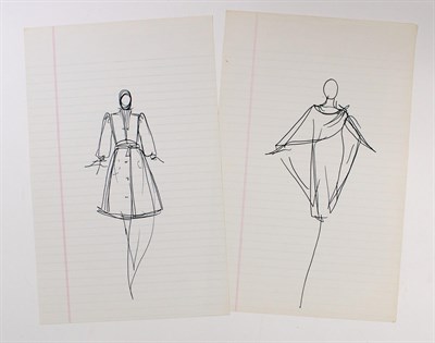 Lot 151 - HALSTON Four original fashion design drawings...