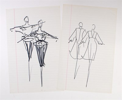 Lot 152 - HALSTON Eight original fashion design drawings...