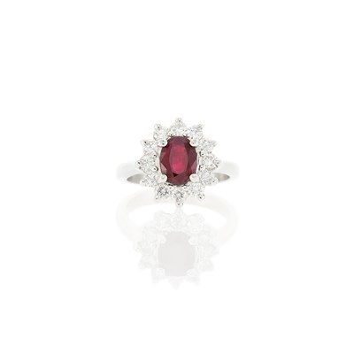 Lot 90 - White Gold, Ruby and Diamond Ring