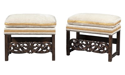 Lot 305 - Pair of Baroque Style Upholstered Walnut...