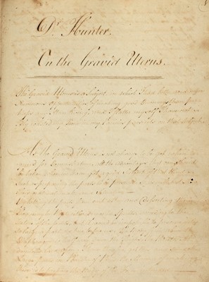 Lot 45 - Manuscript of William Hunter on the gravid uterus