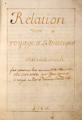 Lot 108 - A remarkable unpublished manuscript of a voyage to South America in 1759-1764