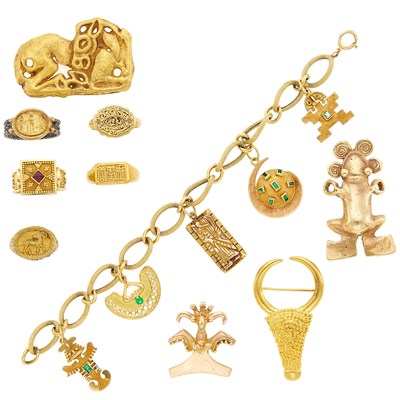 Lot 1169 - Group of Gold, Silver-Gilt and Metal Jewelry