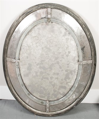 Lot 336 - Emilio Terry Style Silvered and Glass Oval...