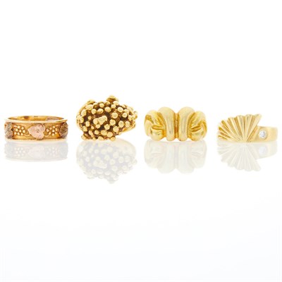 Lot 1213 - Four Gold and Diamond Rings