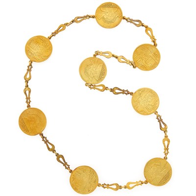 Lot 1092 - Gold Egyptian Coin Necklace