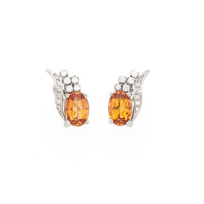 Lot 1056 - H. Stern Pair of White Gold, Topaz and Diamond Earclips