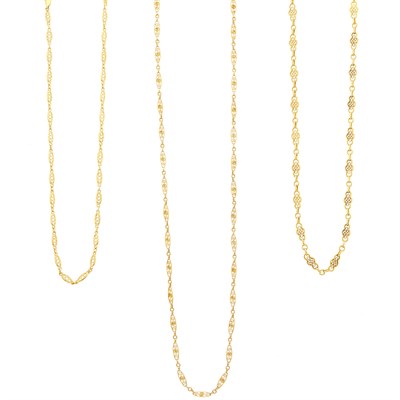 Lot 1083 - Three Gold Chain Necklaces