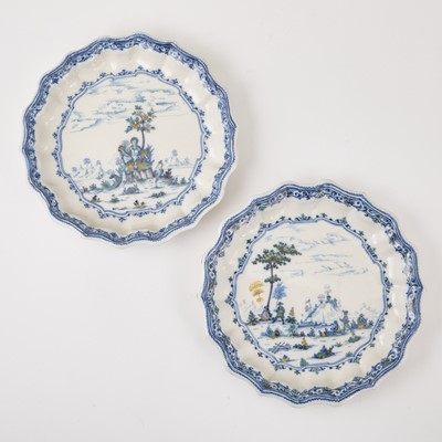 Lot 676 - Two Moustiers Faïence Blue and White Fluted Circular Fruit Dishes