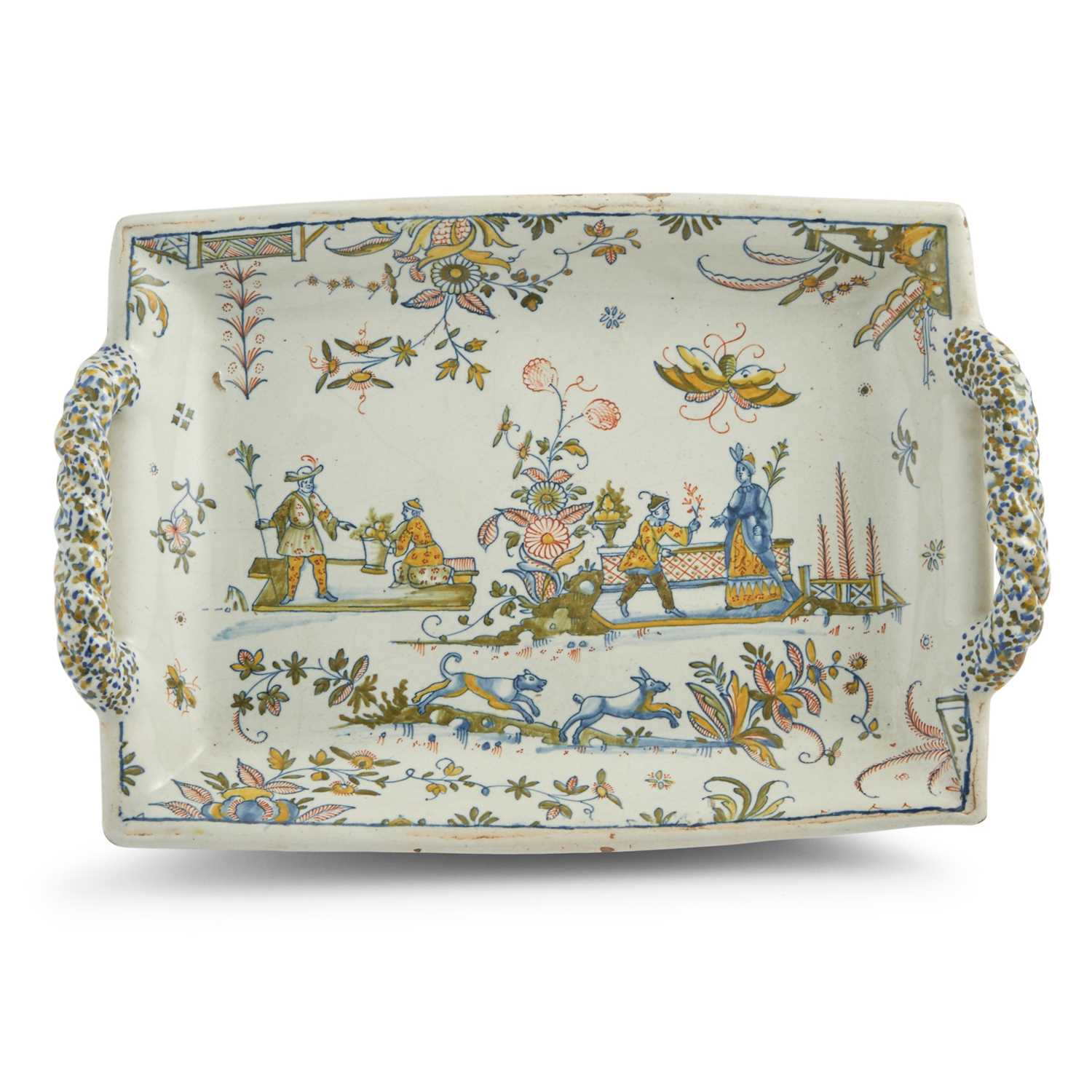 Lot 679 - Marseille Faïence Chinoiserie Footed Tray (Bannette)