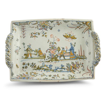 Lot 207 - Marseille Faïence Chinoiserie Footed Tray (Bannette)