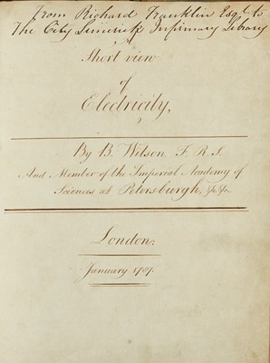 Lot 12 - A hospital's copy of a manuscript on electricity