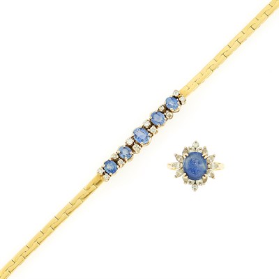 Lot 1268 - Gold, Sapphire and Diamond Bracelet and Ring